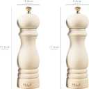 BILL.F Salt and Pepper Grinder Wooden Pepper Mill Grinder White Salt Pepper Shakers Set of 2 with Adjustable Ceramic Rotor- 7 Inch