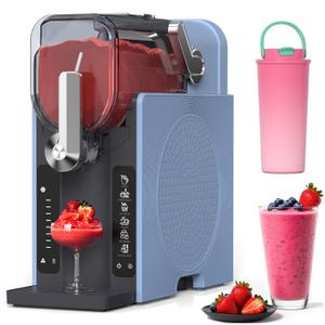 Slushie Machine, Slushy for Home No Ice Need, Soft Serve Ice Cream Maker & Margarita Machine, Auto-Cleaning, 6 Presets for Milkshakes, Frapps, Frozen Drink and More, Blue, 1 Insulated Cup