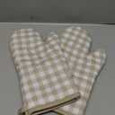 KitchenAid Gingham Oven Mitt 2-Pack Set, Milkshake, 7"x13"