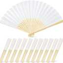 JOHOUSE 12 Pcs White Paper Fans Handheld 8.3 Inch Foldable Hand Fan, Folding Fans Handheld for Women, Paper Fan for Wedding Guests, Bridal & Baby Shower Favors, Party Decorations