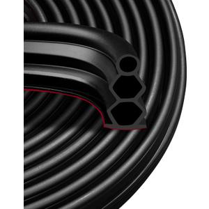 40 Feet Self-Adhesive Rubber Weather Stripping Fits Big Gaps, Extra Thick Rubber Door Weather Stripping Door Seal Strip for Door Frame Door Insulation Strip Waterproof(Black)