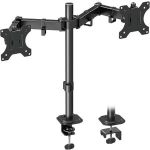Dual Monitor Mount, Hold Two Screens up to 32", 17.6 lbs Each, Fully Adjustable Arms with C-Clamp and Grommet Base, Double Monitor Stand