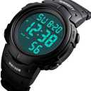 CakCity Digital Sport Watches for Men Waterproof 100M Wrist Watches with Alarm Stopwatch LED Large Display Black - Upgraded Version