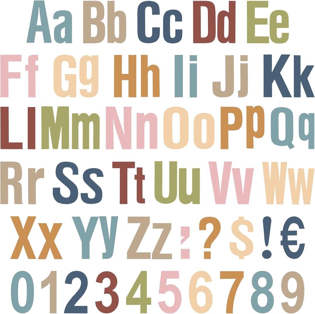 Tenare 268 Pcs Bulletin Board Letters Alphabet Letters Numbers and Punctuation Cutouts Fun Bulletin Board Set for Classroom Chalkboard Display Back to School Favors(5 Inches,Pastel Color)