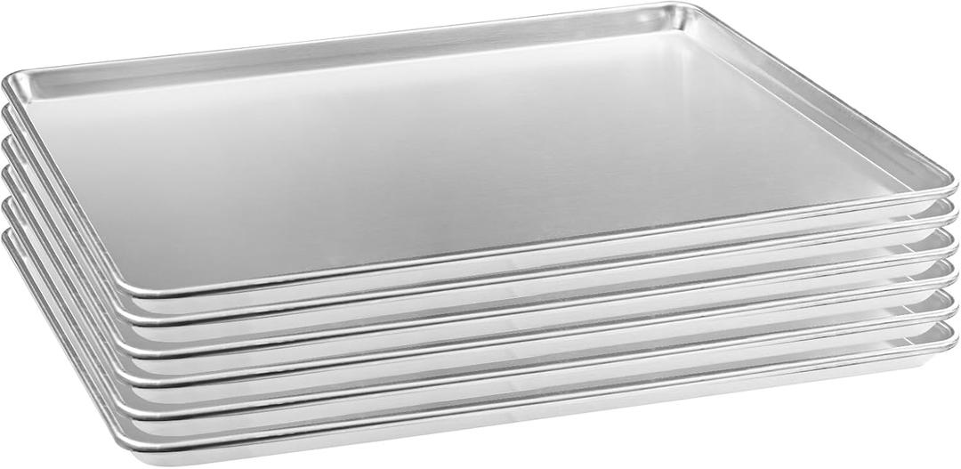 HARDURA Aluminum Baking Sheet Pan 18L X 26W X 1H Cookie Sheet, 6Packs, For Oven in Bakery & Restaurant, Kitchen