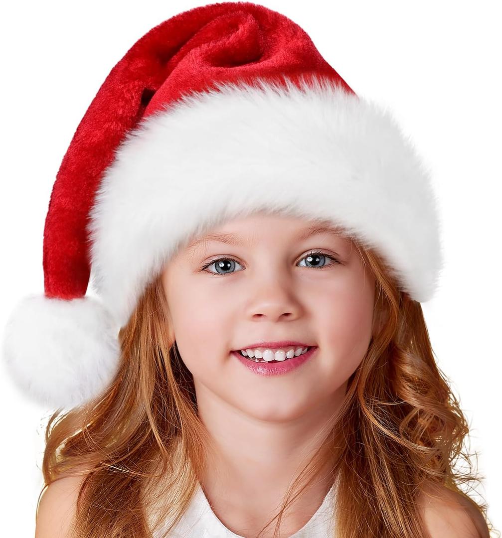 Ambandier Santa Hat for Kids Baby, Christmas Hat, Xmas Holiday Hat, Santa Claus Hat for New Year Party