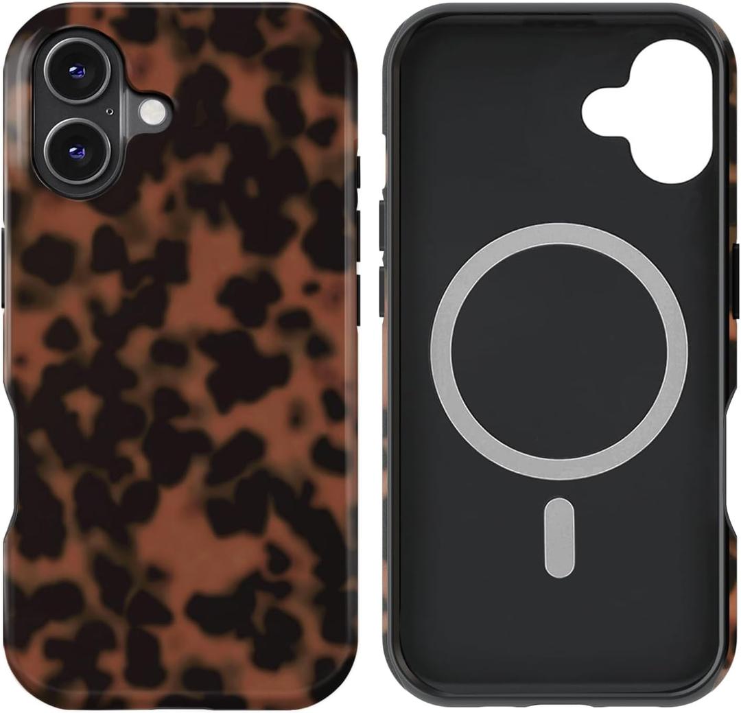 for iPhone 16 Plus Case Design Strong Magnetic Cute Slim [Compatible with MagSafe] Wireless Charging Phone Case 2 in 1 Shockproof Heavy Duty Protection Cover 6.7", Turtle Shell