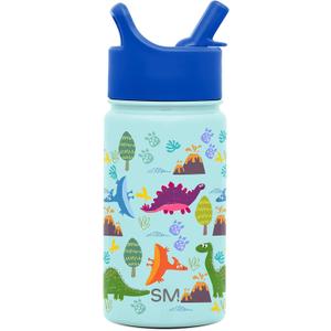 Simple Modern Kids Summit Water Bottle with Straw Lid | 14oz Stainless Steel Cup Insulated Tumbler for Toddlers, School | Blue Dino