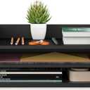 Ballucci 3-Tier Desk Organizer with 2 Side Mail Sorter Slots, Wood Letter Tray, Open Top Paper Organizer, Desktop File Organizer, Black (16.5" x 9.5" x 6.5")