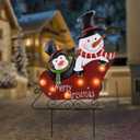 LIGHTSHINE Solar Metal Christmas Stakes Decor, Outdoor Christmas Decorations with Led Lights(2 Modes) for Porch, Lawn and Garden (Snowman and Penguin)