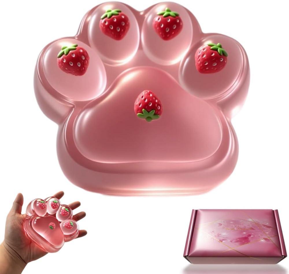 Taba Squishy Paw Squeeze Toys - Oversized 5-inch Cat Paw Squishy Fidget Toys for Kids and Adults,Stress Relief Kawaii Strawberry Cat Paw Toys,Relieves Stress Anxiety Gifts,for Birthday,Party
