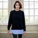 WaJuemy Shirt Extender for Women Layering Fake Top Lower Sweep Shirts Extenders Removable Undershirt Half Slip Layer (Blue)