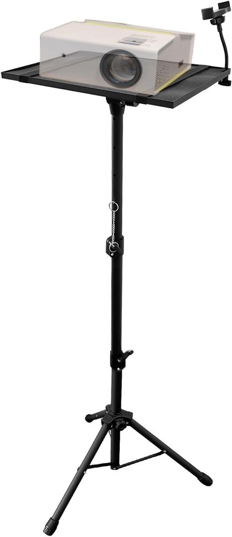 Sutekus Projector Stand Portable Projector Tripod with 180 Tilting Laptop Tripod Stand Adjustable From 22" to 47" with Phone Holder for Home Office Studio (Split Tray)