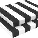 LVTXIII Outdoor Chair Cushions 18.5"x16"x2" Pack of 2, Water-Repellent Square Corner Memory Foam Seat Cushions with Ties for Garden Patio Furniture, Cabana Black
