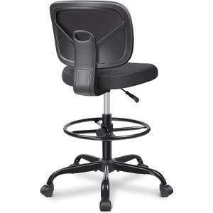 Primy Tall Drafting Desk Chair - Armless, Adjustable Height, Mesh Back, Rolling, Standing Desk Chair for Art Room, Office or Home (Black) (PR777-Z)