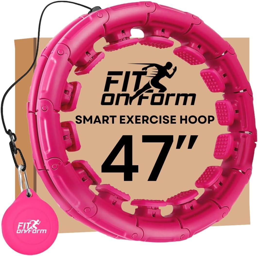 FIT ON FORM Infinity Weighted Hula Hoop for Adults Weight Loss, Smart Exercise Hola Circle Hoop for Women Abs Workout (47", Pink)