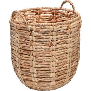 happimess Laurel Hand-Woven Abaca Storage Basket 19", Natural | Wicker Seagrass Container with Handles for Decoration, Laundry Room Entryway Hamper, 22 Pounds Capacity, Braided Accents