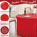Outpain 6 Pack Spandex Red Round Tablecloths for 60in Tables, 120Inch Stretchy Fitted 5FT Round Table Clothes,Wrinkle Free Table Cover with Skirt for Wedding Party Dining Banquet
