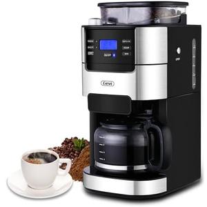 Gevi 10-Cup Coffee Maker with Built-in Burr Grinder, Programmable Timer, 1.5L Water Tank, Reusable Filter & Warming Plate – Drip Coffee Machine for Fresh Ground Coffee
