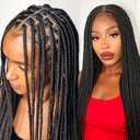 Box Braided Wig for Black Women Square Knotless Full Double Lace Glueless Braid Wigs with Baby Hair for African American Women 32 Inches