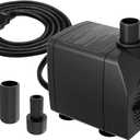 Submersible Pump 200GPH Ultra Quiet with Dry Burning Protection 5.2ft High Lift for Fountains, Hydroponics, Ponds, Aquariums & More