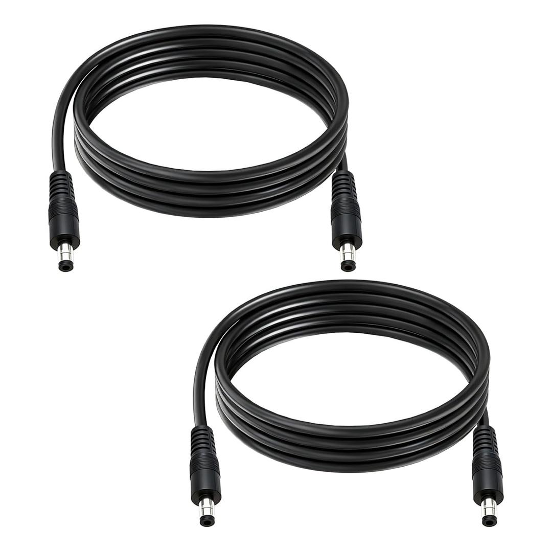 2-Pcs 6.6ft DC 5.5mm x 2.5mm Male to Male Power Extension Cable, 14AWG 12V 24V DC Power Cord for CCTV Camera,Solar Monitor, Solar Panels