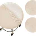 NEUORTBURG Velvet Round Stool Covers Soft Barstool Seat Covers Washable Stool Cushion Slipcover Elastic Bar Chair Covers for 16-18 Inch Chair (Beige, 2 Piece)