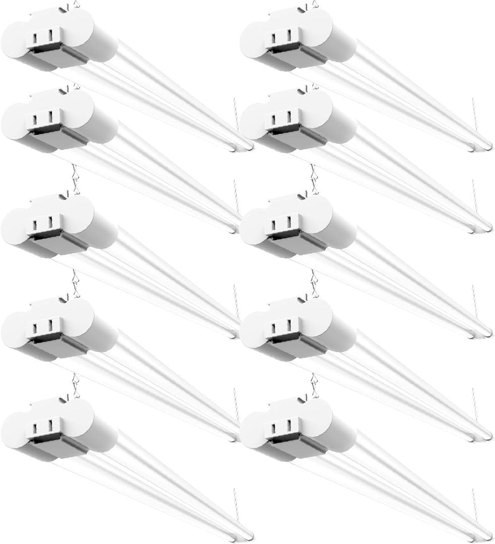 Sunco 10 Pack LED Shop Lights for Workshop 4FT, Linkable Garage Lighting, 4500 LM, 40W (150W Equivalent), 5000K Daylight, Surface + Suspension Mount, 48 Inch Integrated Fixture, White