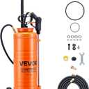 VEVOR Industrial Concrete Sprayer with Wheeled Cart, 5 Gallon Stainless Steel Sprayer, Heavy Duty Tri-Poxy Pump Sprayers, 20.5''Wand, 48" & 120" Hoses, 2 Brass Nozzles for Construction, Lawn & Garden