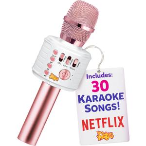 Move2Play, Kids Karaoke Microphone | Includes Bluetooth & Pre-Loaded Songs | Birthday Girls Present for All Ages, 2, 3, 4, 5+ Year Old Girls, Boys & Toddlers (Pink)