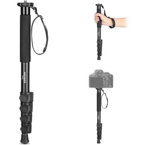NEEWER 61"/155cm Camera Monopod Stand, Aluminum Alloy Portable Travel Video Monopod Pole with 1/4" 3/8" Screw Adapter for DSLRs Camcorder, Professional Photography Accessories, Max Load 17.6lb, TP41