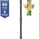 Upgrade 4-Hook Shepherd Hooks for Outdoor with Plastic Tube, 60" Heavy Duty Bird Feeder Pole with 5 Prongs Base, Adjustable Garden Hook for Solar Light, Hanging Plant, Wedding Decor, 1 Pack