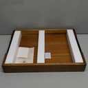 Joy&Grace Ottoman Tray for Living Room 16.7 x 12.8 inch Large Acacia Wooden Serving Tray with Handles for Coffee Table, Breakfast in Bed, Food Dinner, Decorative Rectangular Tray (Color Natural)