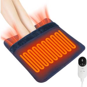 Heated Electric Pad for Foot,Double-Sided Heating,6 Fast Heating Settings 3 Timers,10 ft Cord Electric Fast Heat Pad with Heat Settings Under Desk,Bed,Office,Home (Blue)