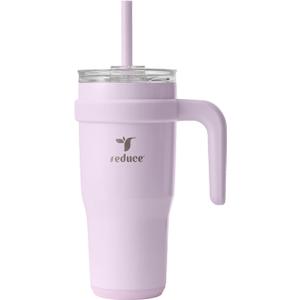 REDUCE 24 oz Stainless Steel Tumbler with Handle - Dual-Wall Vacuum Insulated Travel Mug, Sweat-Proof Lid & Reusable Straw - Keeps Drinks Cold for 24 Hrs, Fits Cupholders, Dishwasher Safe - Lilac Bud