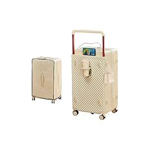 Luggage 28In Check- in Wide Handle with 360 Spinner Wheels, USB & Type C Port, Cup Holder & TSA Lock, Hard Case Luggage, Hardshell Travel Suitcase for Men Women (PVC Cover For Free) White