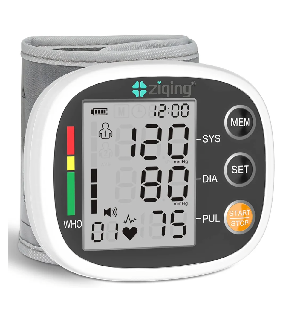 Wrist Blood Pressure Monitor for Home Use, Rechargeable Bp Machine Automatic Digital BP Monitor with Voice Broadcast, Large LCD Display, 2×99 Memory BP Cuff 5~7.7in, Black