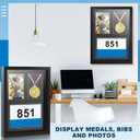 RattanView Medal Display Frame Shadow Box 3 in 1 Marathon Medal and Photo Display Frame Case 17 x 12.5 Inch Black Wood Award Storage Box for Runners, Race Bibs All Sport Winner, Military Award(Black)