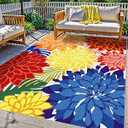 Colorful 3x5 Washable Rug for Living Room Tropical Botanical Modern Floral Chenille Area Rugs Low Pile Non Slip Carpet for Patio, Bedroom, Laundry, Rainbow