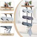 Towel Racks for Bathroom, 4Tier Wall Mounted Towel Holder with 3 Hooks, Metal Rolled Towel Shelf Organizer for Bathroom Black