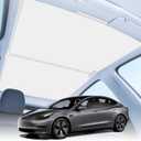 Parasol para techo Tesla Modelo Y 2025 actualizado [sin huecos, sin hundimiento] Parasol de techo de vidrio plegable con revestimiento de nano cristal de hielo, accesorios para Tesla Model Y (Blanco)