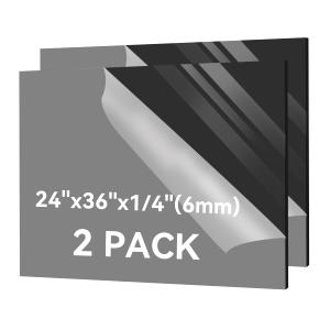 2 Pack Black Plexiglass Sheets 24x36x1/4'' Thick Acrylic Sheets Plastic Sheet Plexiglass Panel Easy to Cut with Saw or Drill Ideal for Laser Cutting, DIY Project, Craft, Display Use
