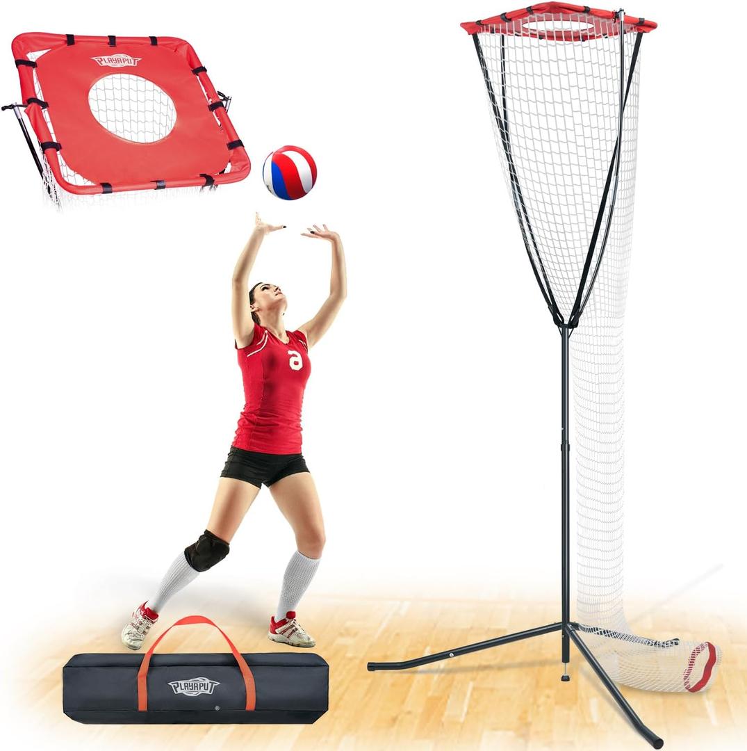 PLAYAPUT Volleyball Setter Training NetHeight & Angle Adjustable Volleyball Training Net with Metal FrameTripod Base for Indoor and OutdoorVolleyball Training Equipment for Setting,Serving,Spiking