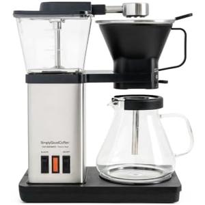 SimplyGoodCoffee THE BREWER - Plastic-Free. Coffee Maker/Coffee Machine. 8 Cup Automatic Drip Pour Over Coffee Brewer. Brewer Free of Plastic, Gold Cup Standard. Black/Stainless Steel