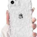 NITITOP Compatible with iPhone 11 Case Curly Clear Cute Floral Flower Leaves Design for Women Girls Artistic Wavy Frame Soft TPU Shockproof Protective Full Camera Protection Cover - White