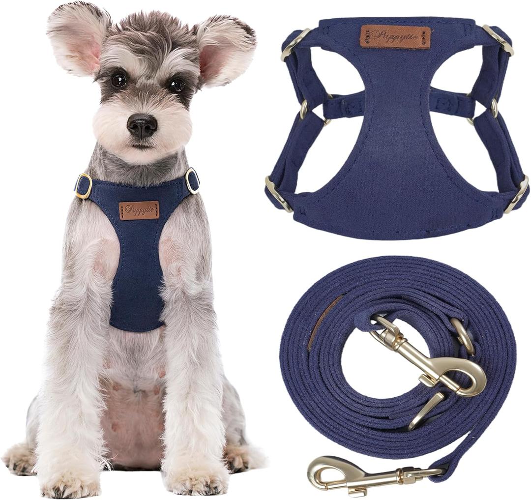 Puppytie No Pull Small Dog Harness with Multifunction Dog Leash,Lightweight Soft Adjustable No Choke Escape Proof Pet Harness Vest Pet Harness Vest,Navy,S (S(9-17.5lb)