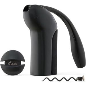 Rabbit 3-Piece Vertical Lever Corkscrew Wine Opener Boxed Gift Set, Pulls Cork in 3 Seconds, Automatic Ejection, Works on All Cork Types, Gunmetal Grey