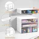 Desk Organizer with 9 Drawers, 4 Tier Plastic Stackable Storage Drawers for Desk Storage, Office Stationery Makeup Organizer Suit for Home, Office and School