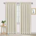 DWCN Blackout Curtains for Living Room Thermal Insulated, Energy Saving & Noise Reducing Bedroom Curtains, Light Beige, W 70x L 84 Inch, Set of 2 Rod Pocket Curtain Panels
