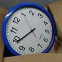 Bernhard Products Blue Wall Clock, Silent Non Ticking - 16 Inch Extra Large Quality Quartz Battery Operated Round Easy to Read Home/Office/Business/Kitchen/Classroom/School Clocks